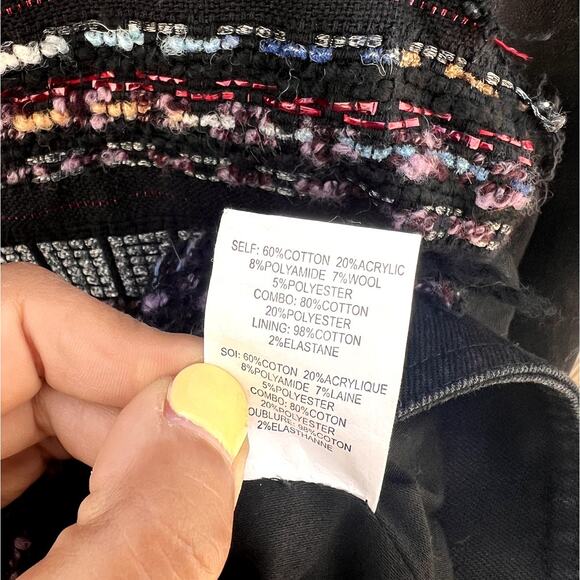Ramy Brook | Landon Tweed Paneled Mixed Media Denim Jacket Size Large - Picture 5 of 8